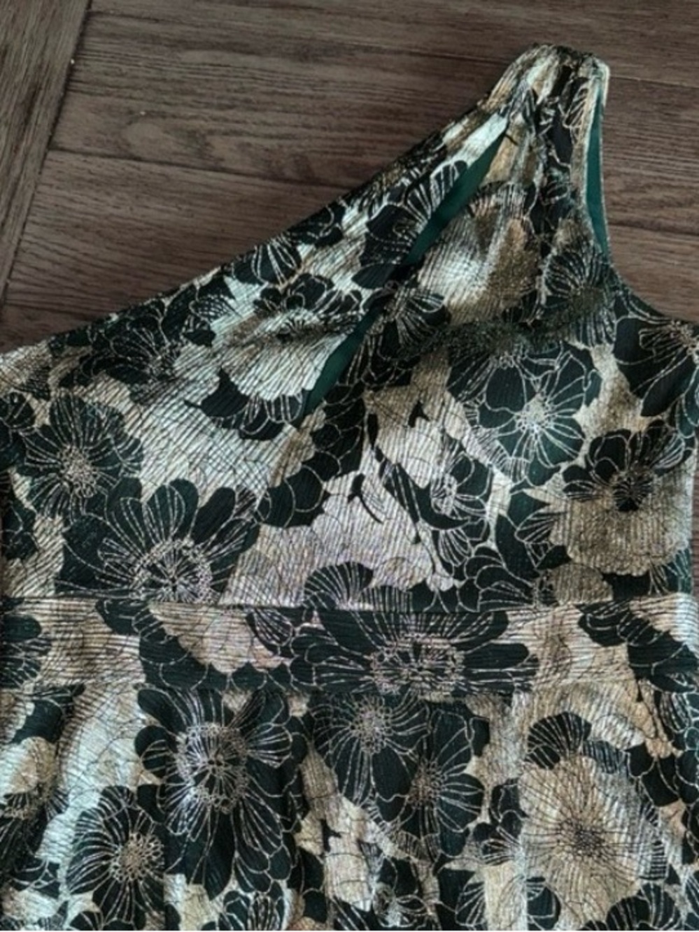 Betsy & Adam Womens Green Gold Floral A-Line Long Evening Gown NWT. SZ 6. - Picture 9 of 11